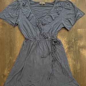 Blue summer dress with cross tie